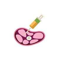 Syringe injecting substance into meat illustration vector