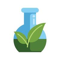 Green chemistry experiment with flask and leaves symbolizing sustainability vector