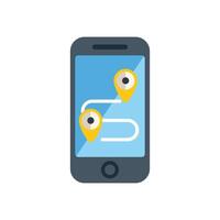 Mobile phone showing gps route with pins and line vector