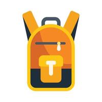 Yellow backpack standing up right with front pocket open vector