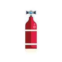 Red oxygen cylinder for diving standing upright on white background vector