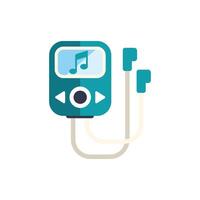 Portable music player playing audio content with earphones plugged in vector