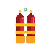 Pair of red scuba diving tanks with gauge for exploring the ocean depths vector