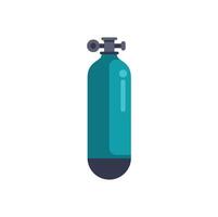 Green oxygen cylinder for diving standing up on white background vector