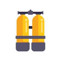 Yellow oxygen tanks for diving connected with valve and straps vector