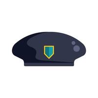 Blue military beret with yellow emblem representing army uniform vector