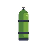 Green oxygen cylinder standing upright on white background vector