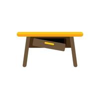 Wooden desk with open drawer isolated on white background vector