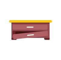 Wooden desk with open drawer falling out representing clutter and disorganization vector