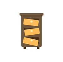 Wooden cabinet with drawers open presenting organization and storage vector