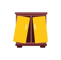 Wooden home closet with open doors showing empty shelves vector
