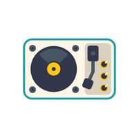 Vinyl record player playing music on white background vector