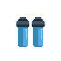 Double water filter purifying system connected with tubes icon vector