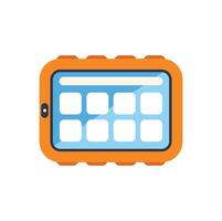 Orange tablet computer showing apps on screen vector