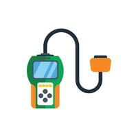Digital multimeter measuring voltage using probes with clips vector