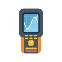 Digital oscilloscope showing sinusoidal signal on screen with buttons and control knobs vector