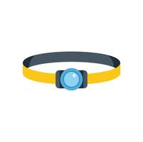 Yellow headlamp for working and hiking in flat design vector