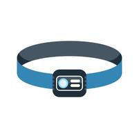 Headlamp with elastic headband for attaching to head vector