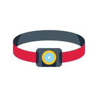 Red headlamp for lighting the way when hiking or camping vector
