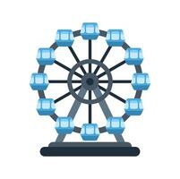 Ferris wheel rotating at amusement park on white background vector