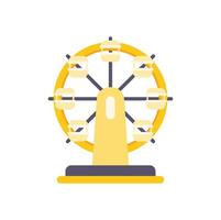 Yellow ferris wheel rotating in amusement park on white background vector