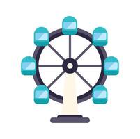 Ferris wheel rotating at local amusement park on summer day vector