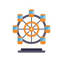 Ferris wheel rotating at amusement park on white background vector