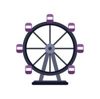 Ferris wheel rotating at amusement park on white background vector