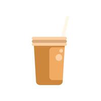 Disposable coffee cup with lid and straw showing bubbles in flat design style vector
