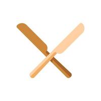 Two crossed table knives forming an x shape on white background vector