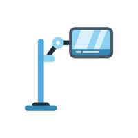 Robotic arm holding digital tablet pc on stand vector
