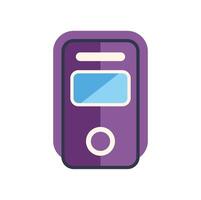 Purple music player displaying audio interface with button and screen vector