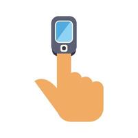 Doctor checking patient pulse using pulse oximeter on fingertip icon vector