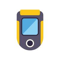Old mobile phone featuring small screen and single button vector