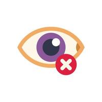 Human eye with red cross mark showing blindness concept vector