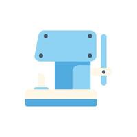 Blue water well pump delivering water with handle and pipe vector