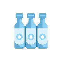 Three bottles of water in a row forming a refreshing concept vector