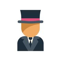 Businessman wearing a suit and a top hat posing in a colorful avatar icon vector