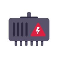 Electrical transformer box with warning sign displaying high voltage vector