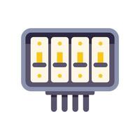 Electrical panel showing circuit breakers controlling power supply vector