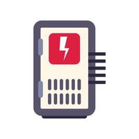 Electric fuse box distributing power supply with warning sign vector