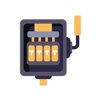 Electrical switchboard distributing electricity with lever handle and fuses inside metal box vector