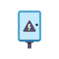 Blue electrical panel with high voltage sign showing potential danger vector
