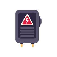 Grey electric fuse box with warning sign showing high voltage vector
