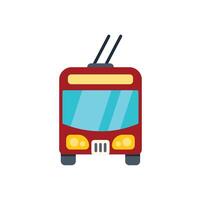 Red trolleybus public transportation front view icon vector