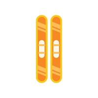 Pair of orange skis standing upright on white background vector