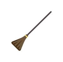 Broom with wooden handle and brown bristles for sweeping floor vector