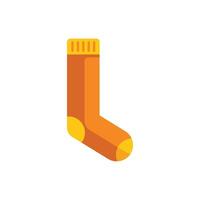 Warm woolen sock lying on its side with yellow heel and toe vector