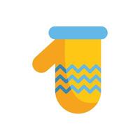 Yellow oven mitt showing wavy blue pattern on white background vector