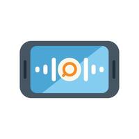 Smartphone displaying voice search interface with sound wave and magnifying glass icon vector